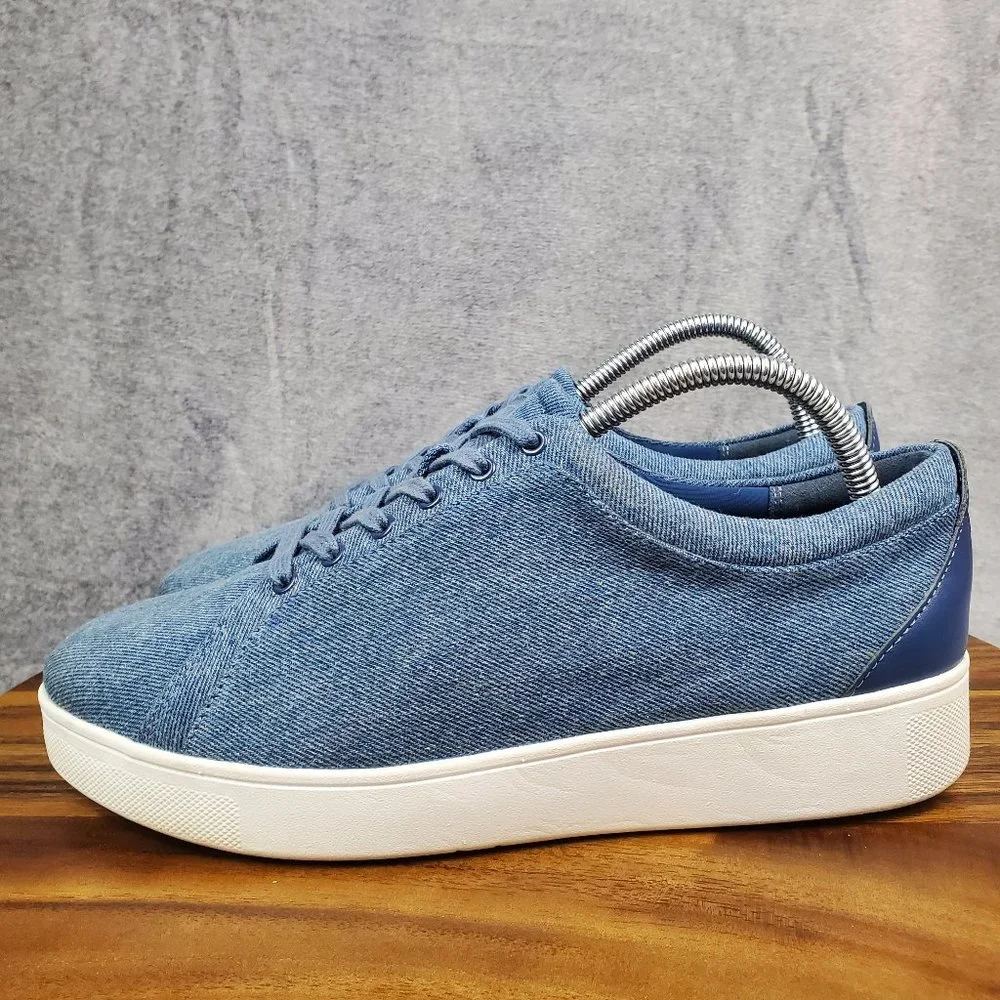 Fitflop Shoes Women's 9 Blue Denim Rally Low Top Lace Up Athletic Sneakers_3